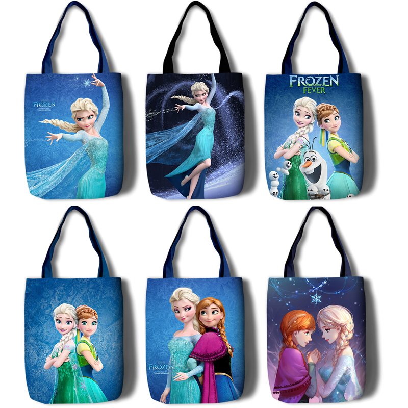 Ice and snow chic Frozen Anna Elsa Anna Elsa White Snow Queen shopping bag canvas Single shoulder bag