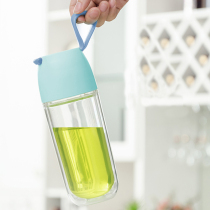 Special price clear cabin Double heat insulation water glass Female portable plastic with lid seal with hand cup Fitness outdoor sports mug
