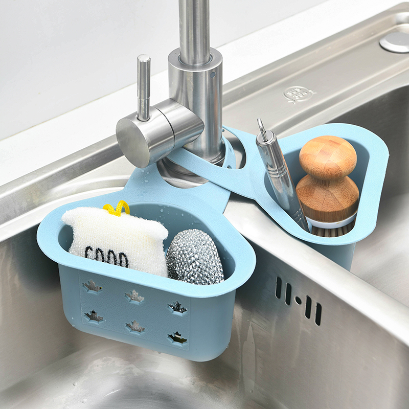 Triangle Sink Drain Hanging Bag Tap Brush Bowl Cloth Draining Basket Kitchen Sponge Water Leaking Basket Rag Shelf-Taobao