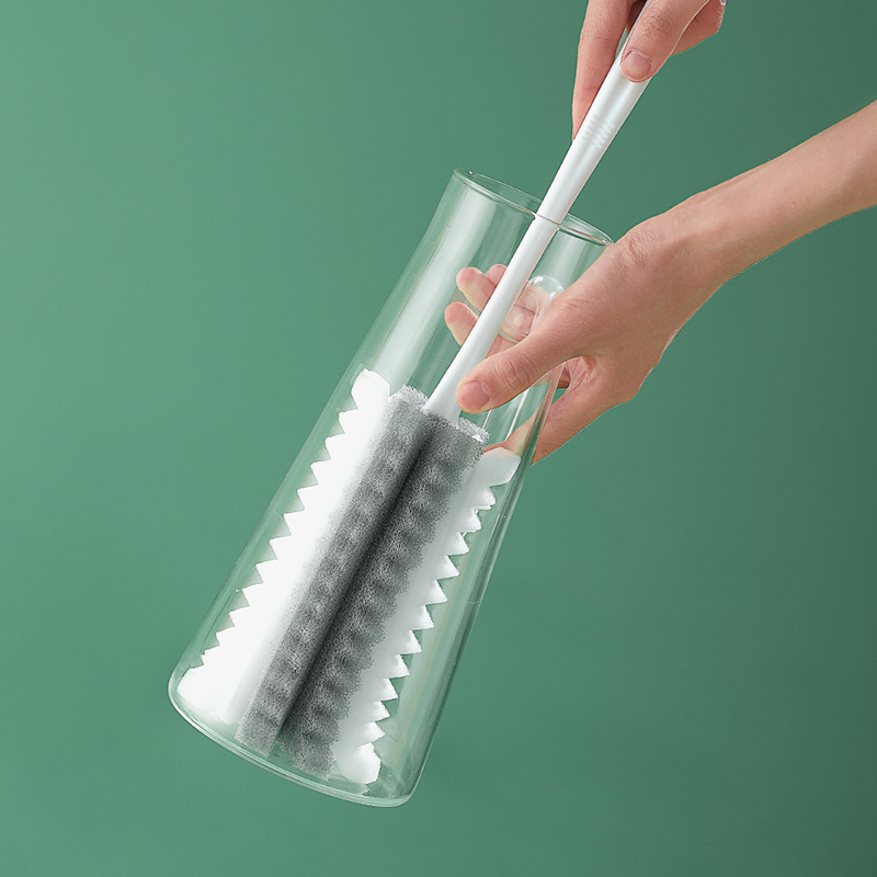 Long Handle Sponge Brush Kettle Brushed Milk Bottle Cleaning Brushed Cup God Instrumental Insulation Cup Brush Home No Dead Angle Cup Brush