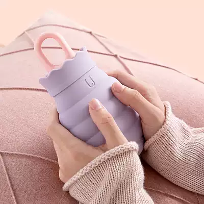 Silicone hot water bottle warm belly female palace cold hot compress water injection warm water bag Portable warm handbag small mini warm baby