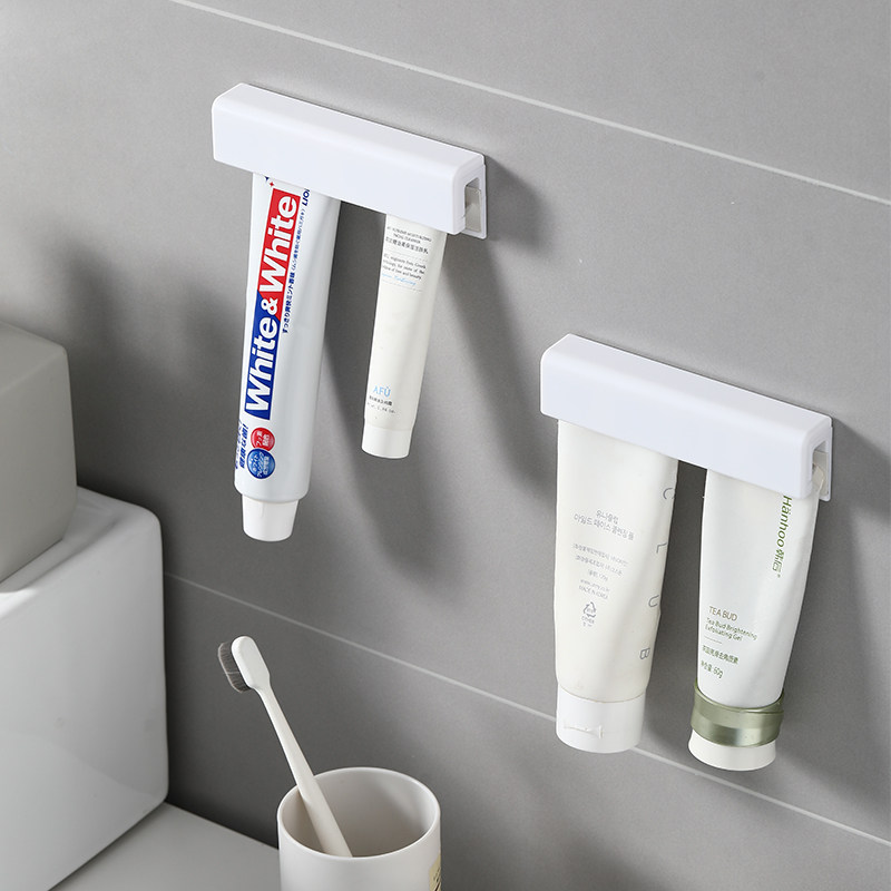 Bathroom toothpaste rack wall-mounted 4 even hanging clip facial cleanser clip household bathroom free punching toothpaste clip