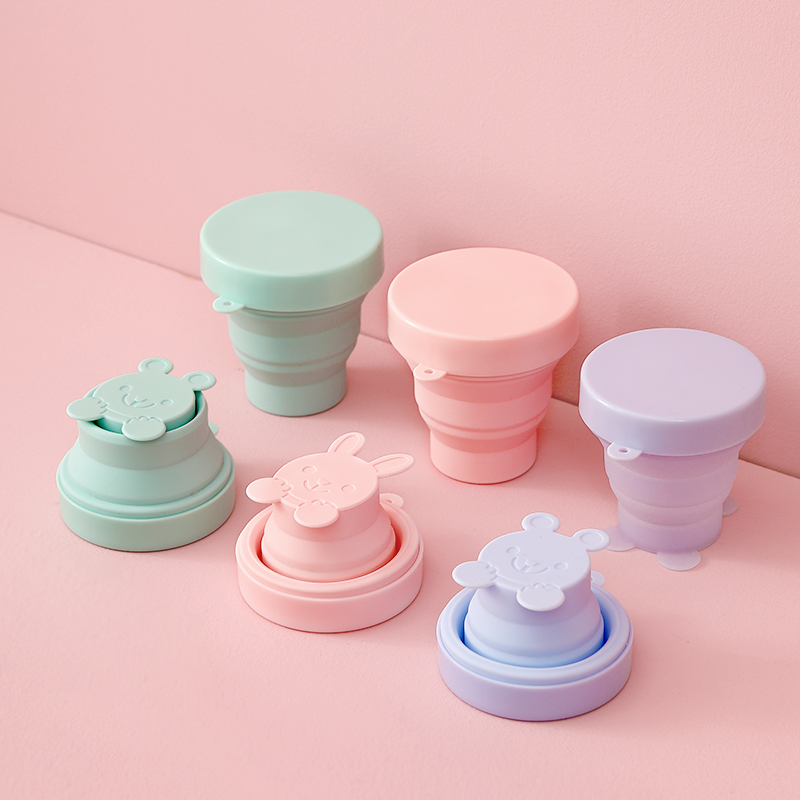 Portable silica gel folding water cup food-grade high temperature resistant compression cup travelling children drinking water mouthwash telescopic cup
