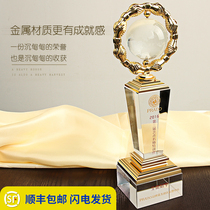Metal trophy custom-made high-grade atmospheric basketball memorial cup lettering creative crystal trophy honor production
