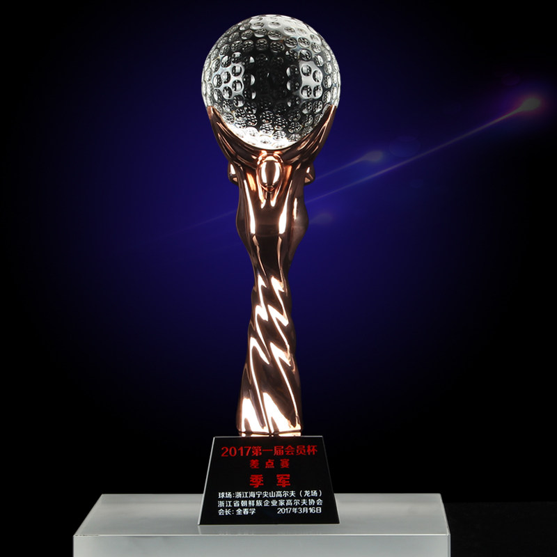 Trophy custom crystal ball ball football basketball golf game trophy lettering resin metal medal production