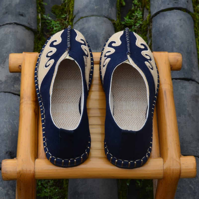 Giày đế xuồng kiểu Trung Quốc nam làm bằng tay giày đế thấp cắt cao su đế giày may gai retro thiền thiền Kung Fu giày thường - Giày thấp giày thể thao nam chính hãng