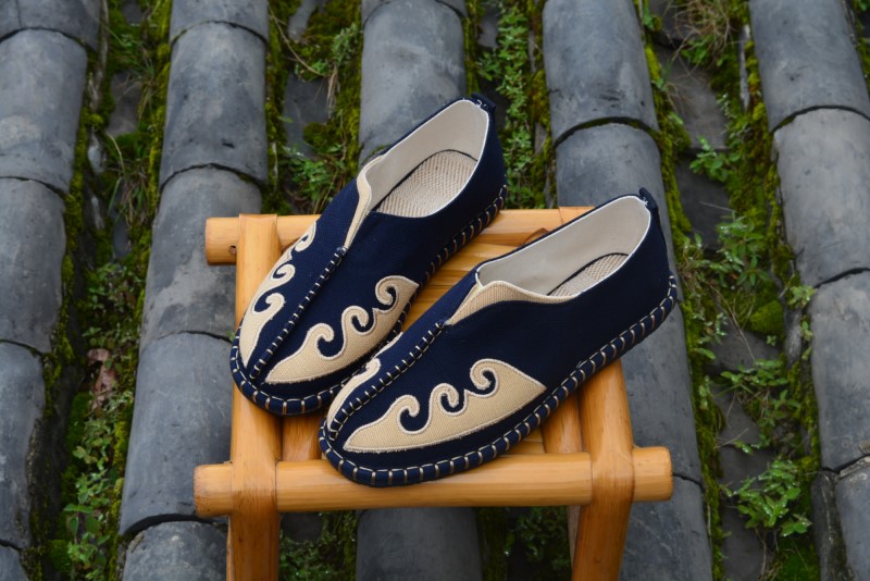 Giày đế xuồng kiểu Trung Quốc nam làm bằng tay giày đế thấp cắt cao su đế giày may gai retro thiền thiền Kung Fu giày thường - Giày thấp giày thể thao nam chính hãng