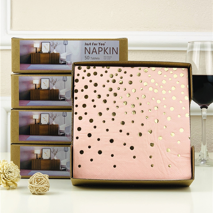 Color napkins printing paper towel cup flower paper polka dot bronzing hotel set table creative decorative paper towels 50 pieces per box