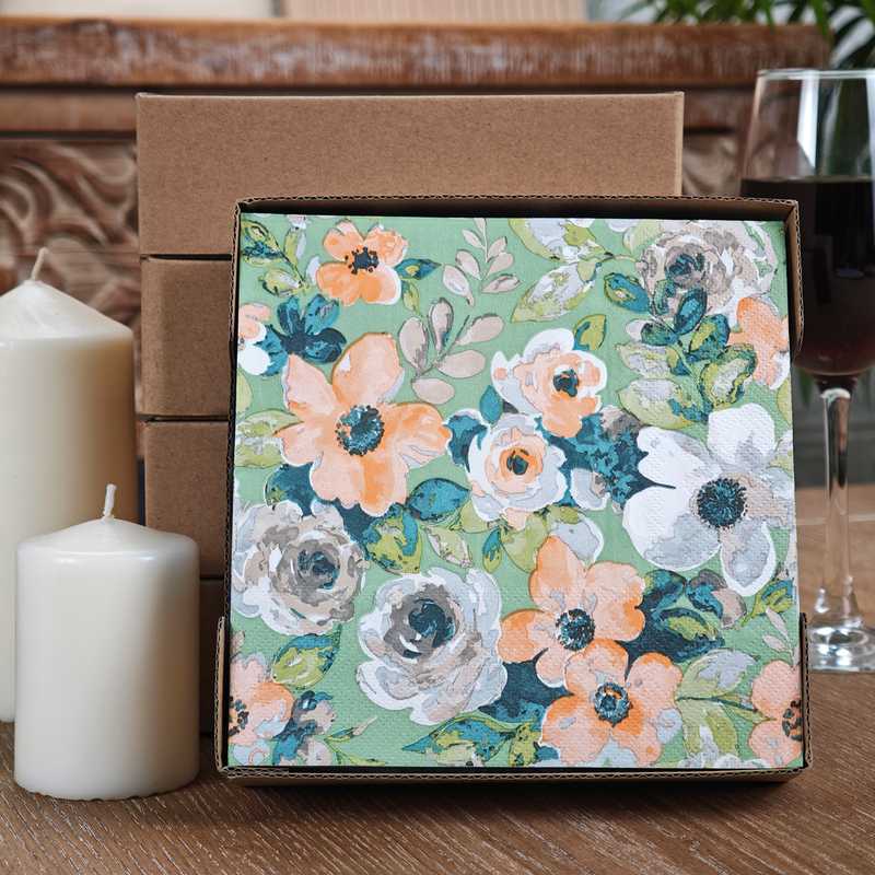 50 High-End Three-Layer Thick Square Printed Napkins with Fresh Floral Oil Painting Patterns, Colorful Paper Napkins and Placemats 50 High-End Three-Layer Thick Square Printed Napkins with Fresh Floral Oil Painting Patterns, Colorful Paper Napkins and Placemats