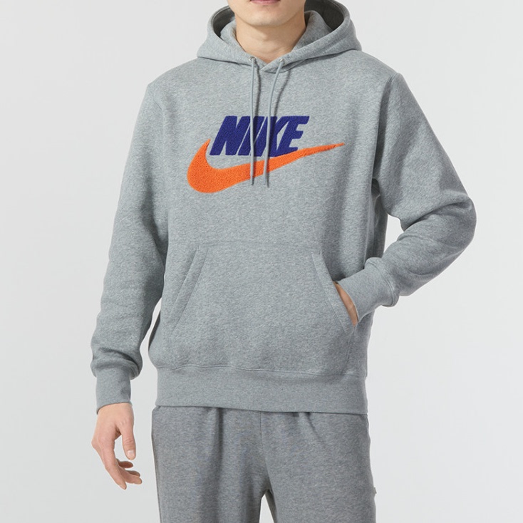 Nike Men's Sweatshirt Fleece-Lined Knitted Loose Printed Casual Windproof Hooded Pullover Fn3105 Nike Men's Sweatshirt Fleece-Lined Knitted Loose Printed Casual Windproof Hooded Pullover Fn3105