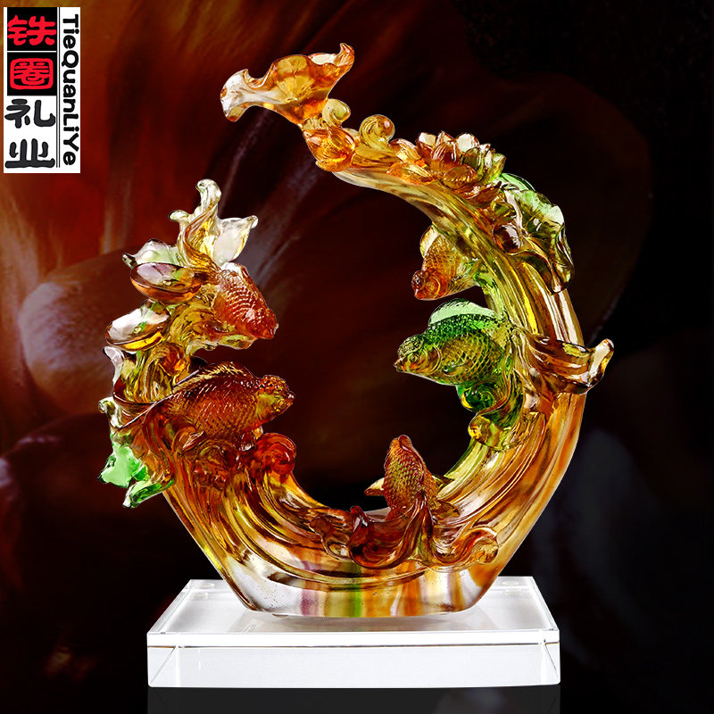 Glazed Pendulum Piece Home Fish Crafts Gift Swing Accessories Golden Jade Full Hall Living Room Decoration Moving Gifts Jo Relocating New Residence Wedding Gifts