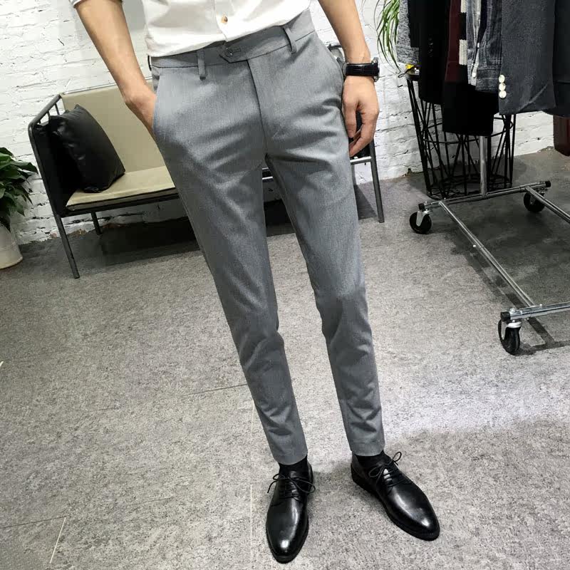 秋冬男士长裤韩版青年休闲裤商务正装英伦修身弹力直筒西裤男小脚