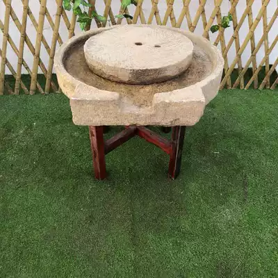 Folk old stone grinding plate Old stone grinding tea plate Stone grinding water Old stone trough coffee table Old stone trough landscape water combination