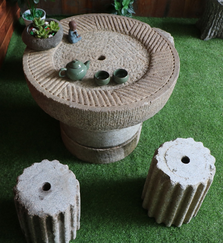 Ancient stone tablestone stone stone stone stone stone mill tea plate household balcony villa round stone table chair