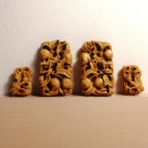 Qingyuan Glow Bird Cage Handmade Engraving Water Honey Peach Wave Cage Top Mountain Yellow Poplar Wood Material Wave Cage Accessories