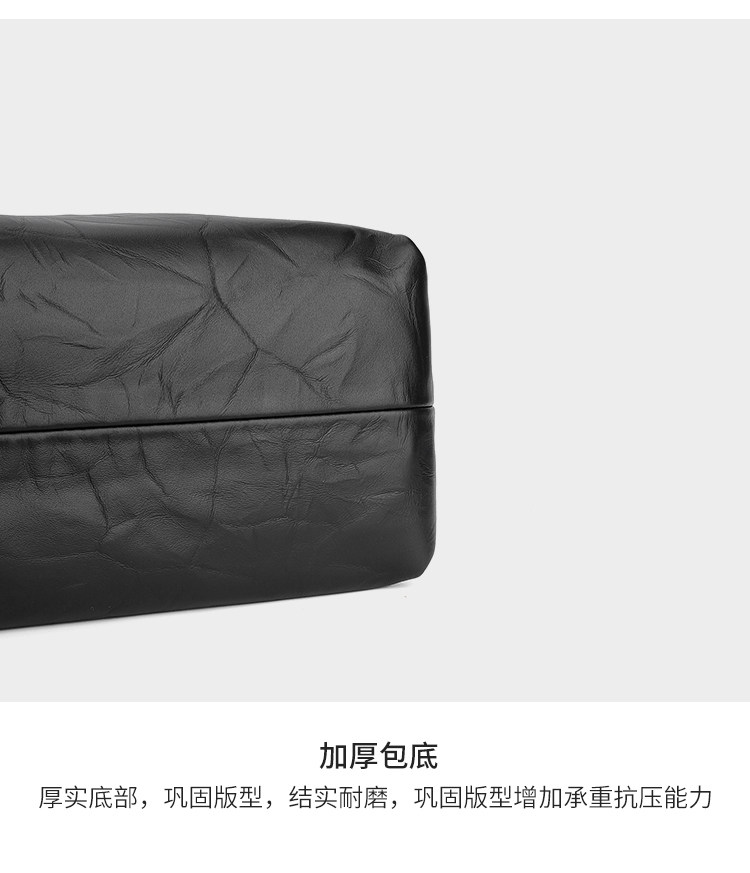 Сумка 西泊克2026新款包包女牛皮腋下托特包通勤单肩hobo包大容量黑色包