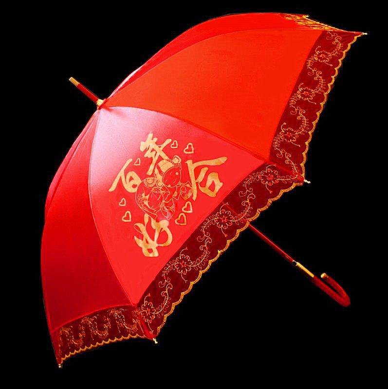 Wedding Supplies Bride to go out big red umbrella Wedding Umbrella Wedding Umbrella Wedding red fully automatic bright sheet Long handle umbrella sunny Umbrella