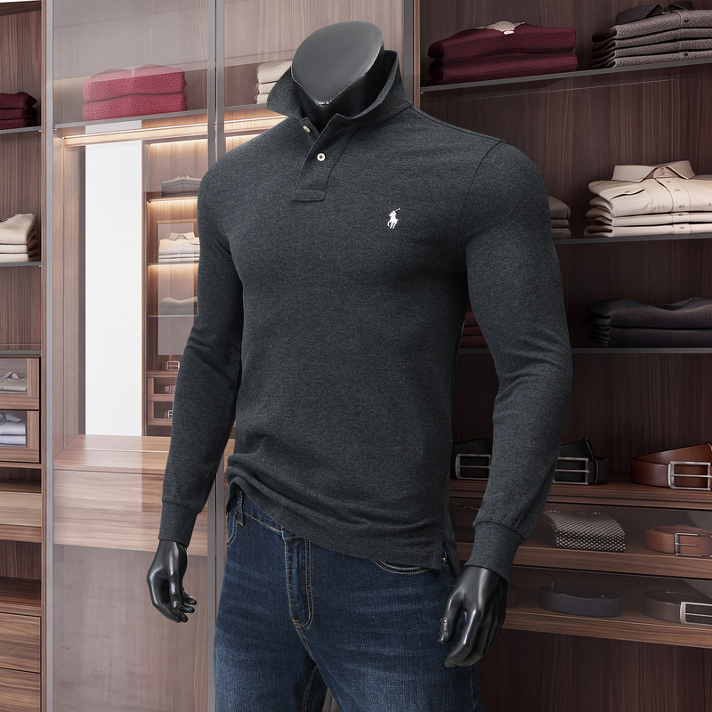 Polo Ralph Lauren Men's Long-Sleeve T-Shirt, Rl Casual Pure Cotton Turn-Down Collar with Small Pony Logo, Base Layer Polo Shirt, North American Purchase