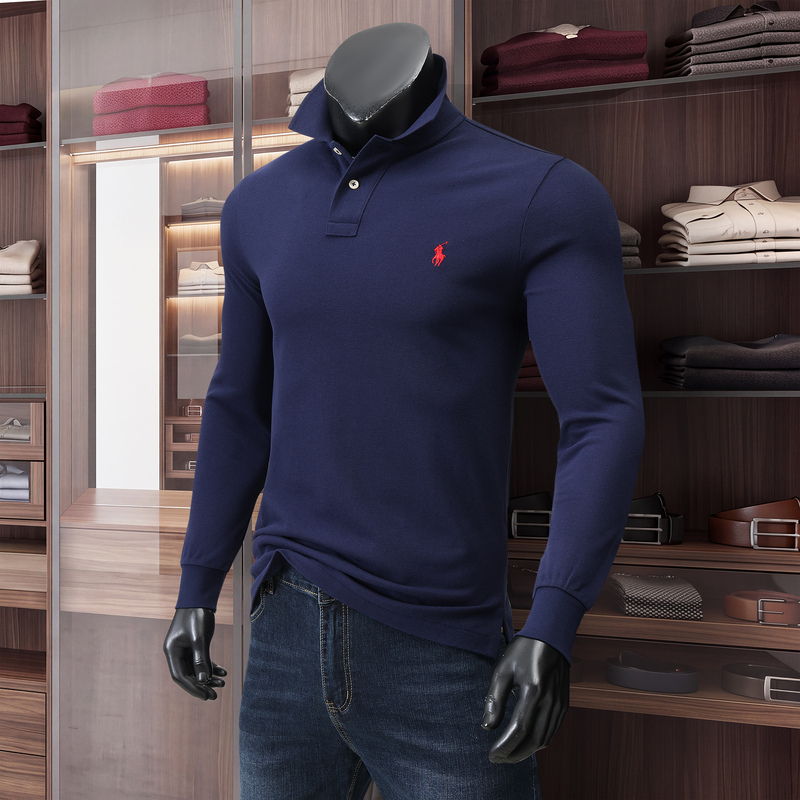 Authentic Rl Ralph Lauren Men's Long-Sleeved T-Shirt Autumn and Winter New American Casual Pure Cotton Lapel Polo Shirt Authentic Rl Ralph Lauren Men's Long-Sleeved T-Shirt Autumn and Winter New American Casual Pure Cotton Lapel Polo Shirt