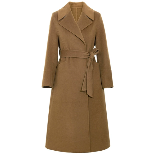 Двусторонное бархатное кашемировое длинное зимнее однотонное шерстяное пальто, длина макси, 2022, яркий броский стиль, по фигуре