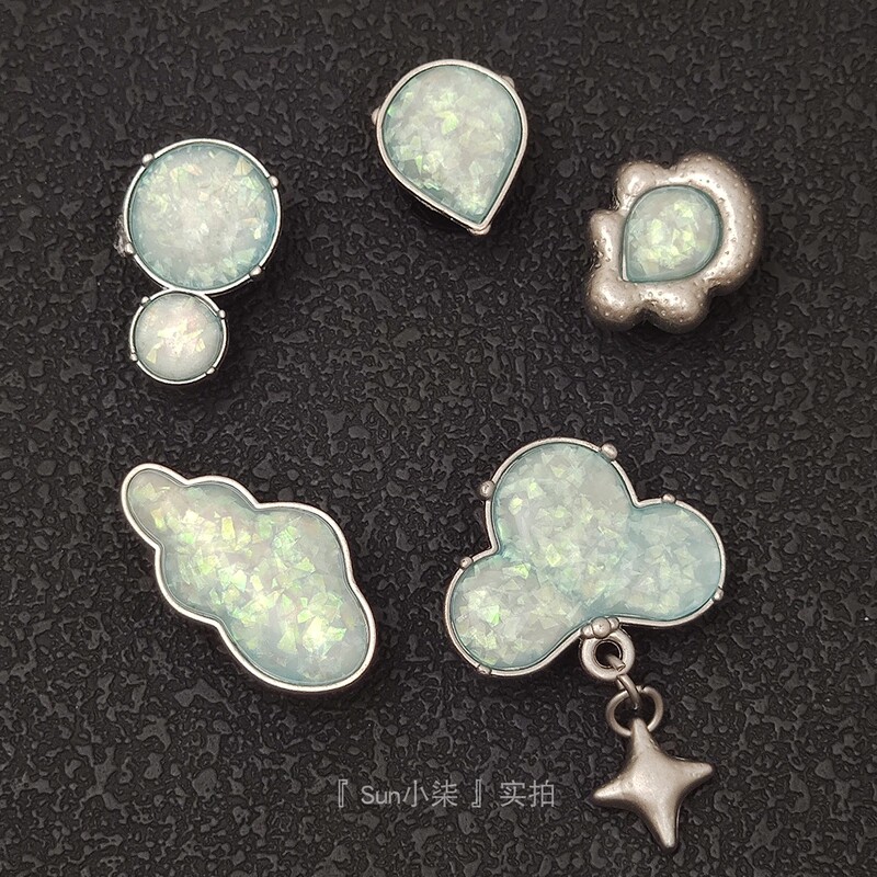 Crocs Shoe Charms with Metallic Opal Stone, DIY Accessories for Shoe Decoration