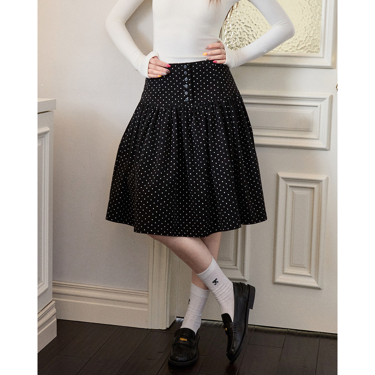 Bai Xiaoyu Original Korean-Style Retro Polka Dot Niche Skirt for Women ...