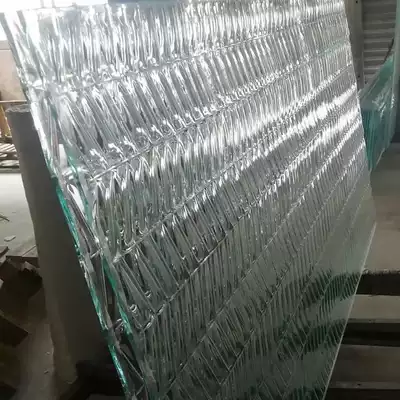 Manufacturers mass production of hot-melt glass stripes wavy patterns of uneven embossed glass bathroom partitions