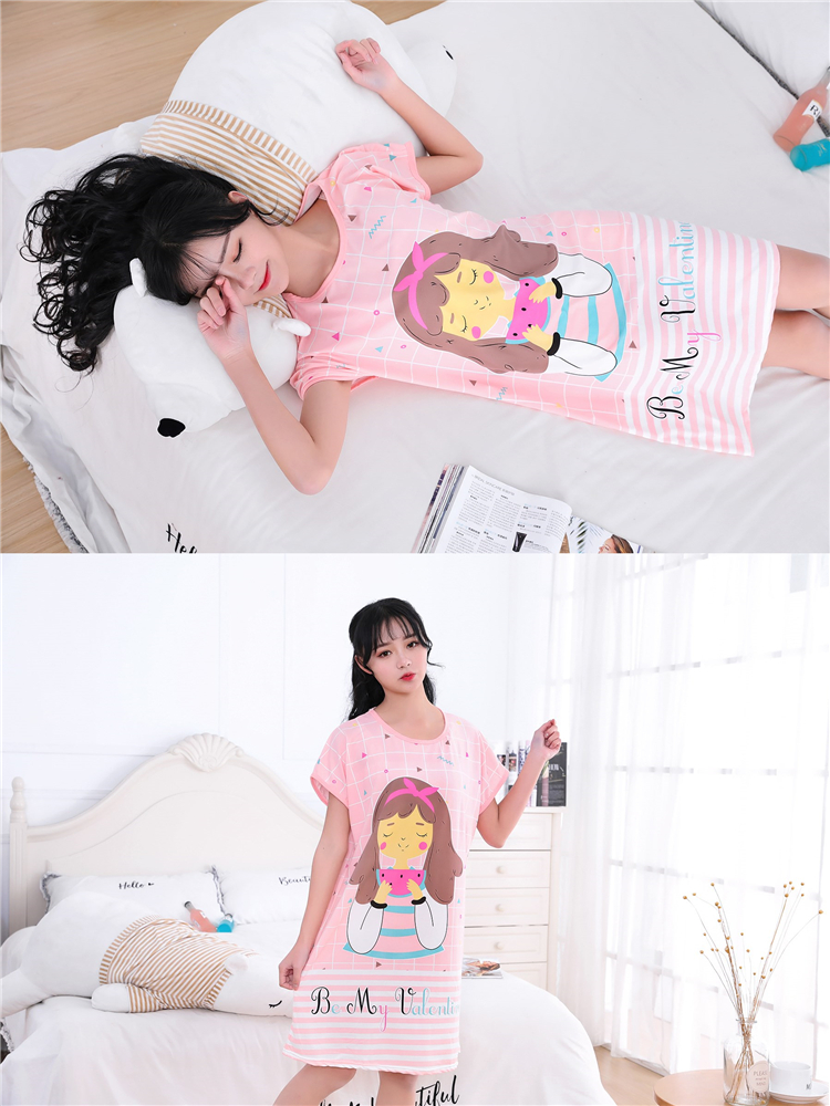 Đồ ngủ nữ mùa hè ngắn tay gợi cảm hoạt hình váy ngủ nữ ngắn tay dễ thương phụ nữ mang thai tăng bộ đồ ngủ mỏng phần dịch vụ tại nhà váy nữ đẹp