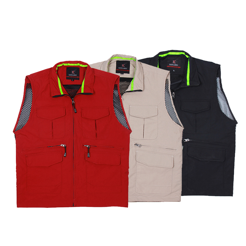 Photography vest men's fishing vest multi-pocket outdoor vest breathable mesh waistcoat printing custom