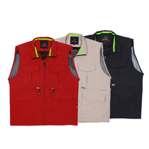 Photography vest mens fishing pony multi-pocket outdoor vest breathable mesh waistcoat shoulder printing custom