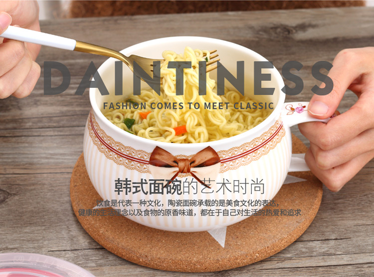 Mì nhỏ chén mì bát gốm có nắp với bát sáng tạo nhà ăn sáng bát bột yến mạch bát cơm hộp cơm trưa - Hộp cơm điện sưởi ấm hộp com lock and lock cắm điện