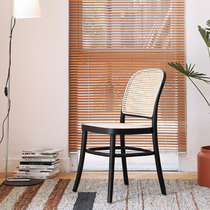 Sonat Nordic retro rattan dining chair Danish Living Room restaurant Net red solid wood chair Japanese House Silent Wind