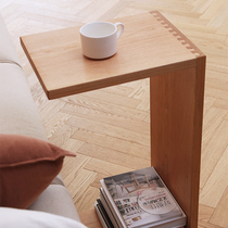 Nordic Japanese tatami solid wood tea seat sofa side cherry wood corner window low table