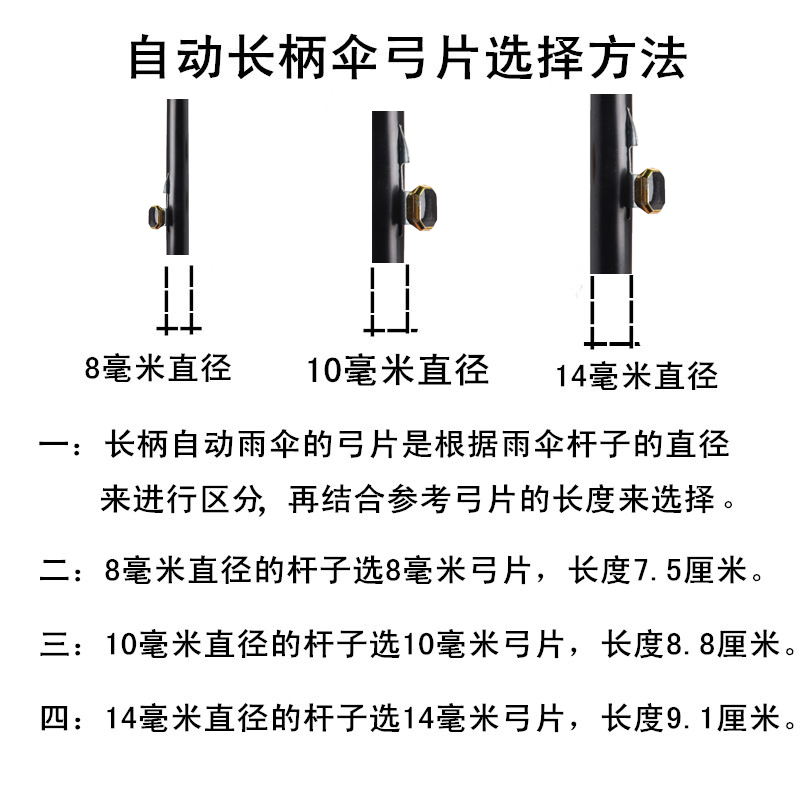 Long handle umbrella switch button bow sheet Children umbrella Automatic  umbrella repair accessories Umbrella Parts Open Key Iron Sheet