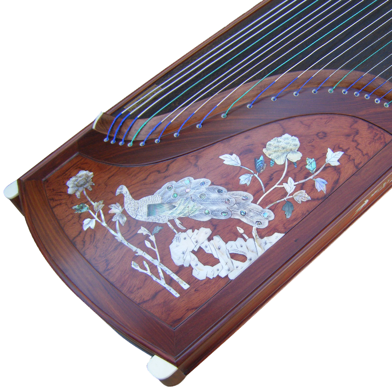 碧泉古筝红木挖嵌螺钿筝有边孔雀C840-2 专业演奏乐器
