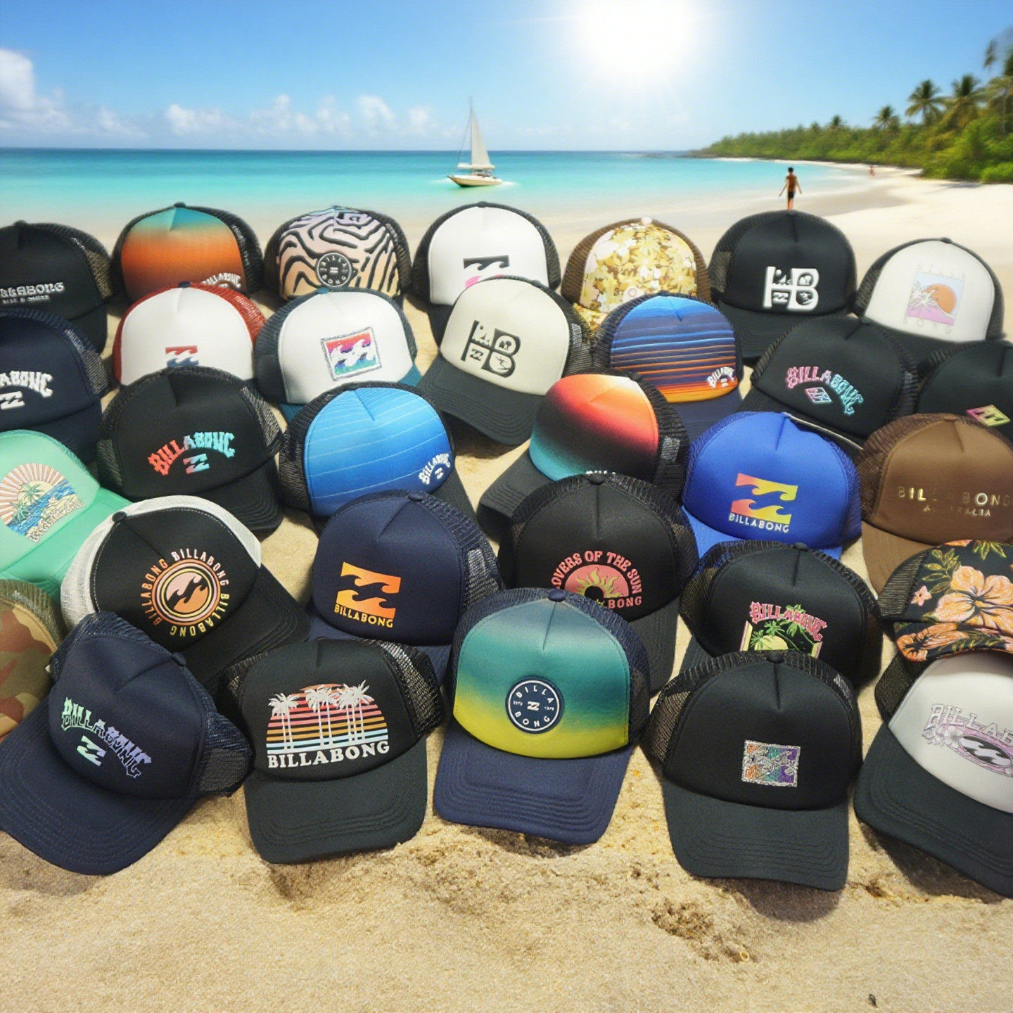 Spring and summer Australia surfing Tide money men and women billabong Outdoor leisure men and women Curved eaves Baseball cap Mesh cap