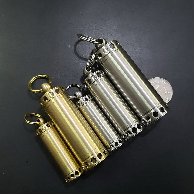 Creative hollow 304 stainless steel waterproof bin sealed bottle CNC precision storage bottle outdoor portable pure copper small medicine box