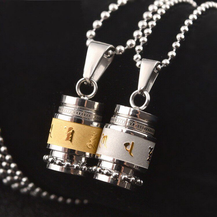 Creative titanium steel body pendant mini warp tube stainless steel box sealed bottle six-character truth necklace pendant