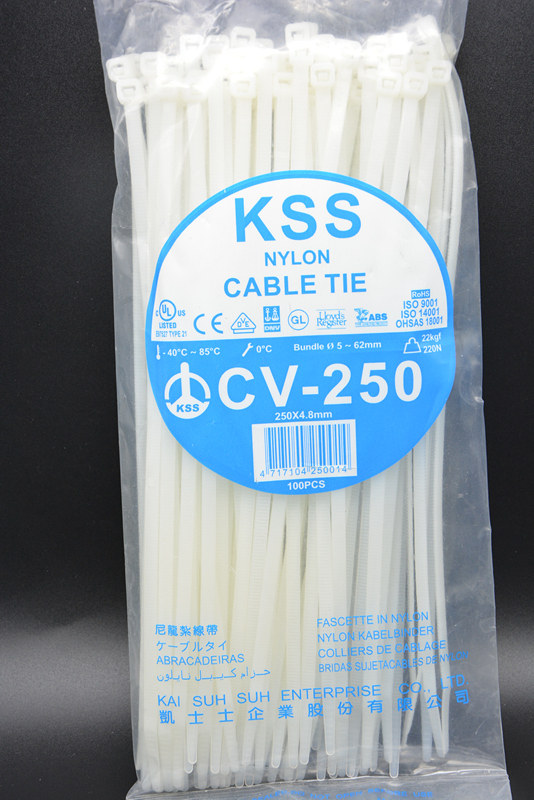 Taiwan KSS4 8*250mm Nylon self-lock wire bundle wire harness plastic binding 100 packs
