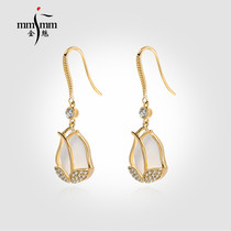 Golden charm earrings 2021 New Tide sweet Mori elegant tulip temperament Joker earring elegant celebrity fan