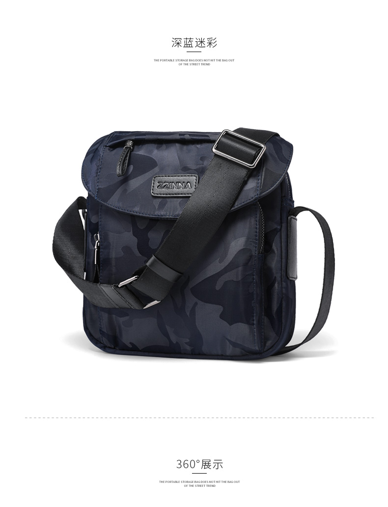 Túi đeo vai nam Túi xách nam 2018 Mới Tide Thương hiệu Canvas Casual Oxford Túi đeo chéo nhỏ túi da cá sấu