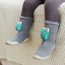 Baby floor socks non-slip winter thickened infant toddler socks set children cartoon crocodile soft bottom shoes and socks Indoor
