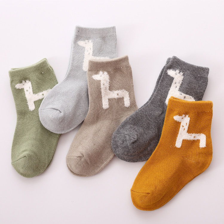 Children's socks pure cotton spring new alpaca boys and girls short cotton socks baby tube socks 1-3-5-7-9 years old