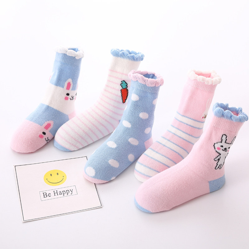 Children Socks Pure Cotton Cute Carrapin Rabbit Girl Cotton Socks Spring Autumn Baby Short Socks 1-3-5-7-9-11