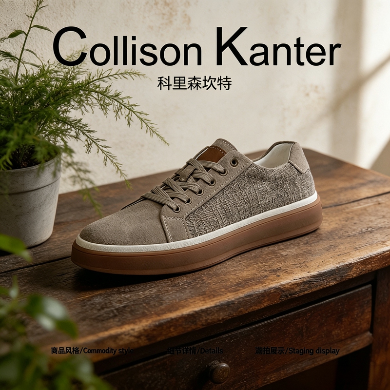 【Genuine Leather Light Luxury】Collisonkanter 2026 Autumn Linen German Training Shoes Men's Old Money Style Casual Sneakers