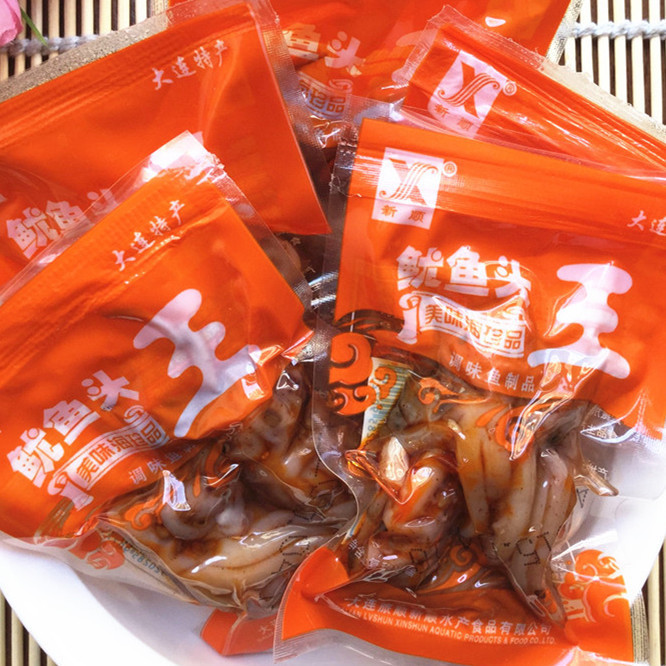 Xinshun Spicy Squid Whiskers 500g BBQ Squid Feet Squid Head Claw Shredded Seafood Snack Original Dalian Specialty