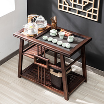 Solid wood tea car tea table Home Chinese tea table flower pear wood mobile tea table integrated suit Ukkim stone art