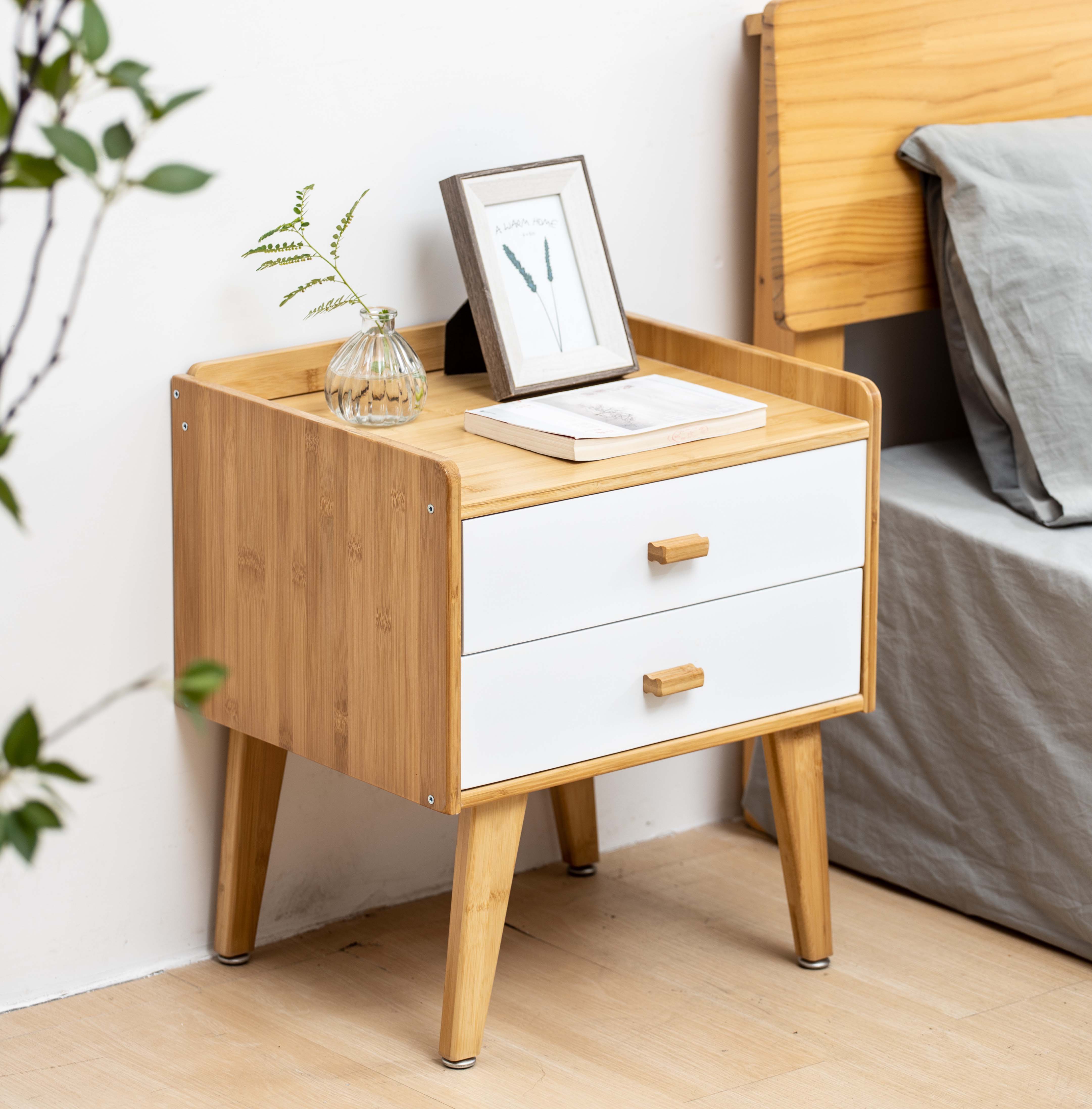 Solid wood bedside table simple multifunctional shelf bedroom storage cabinet bedside sofa side a few storage small cabinets