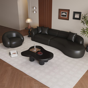 Black light luxury retro sofa small apartment Black light luxury retro sofa small apartment