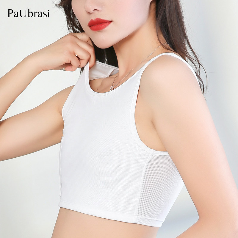 Corset underwear female les handsome t vest short sports big chest show small cos summer thin breathable super flat chest artifact